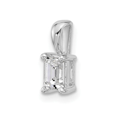 14k White Gold 1/2 Ct. Certified Lab Grown Diamond VS/SI+ G+ Emerald Complete Four Prong Pendant