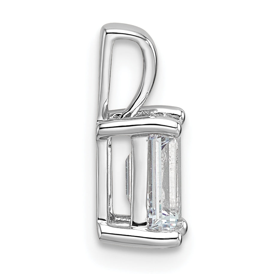 14k White Gold 1 Ct. Certified Lab Grown Diamond VS/SI+ G+ Emerald Four Prong Pendant