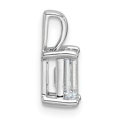 14k White Gold 1 Ct. Certified Lab Grown Diamond VS/SI+ G+ Emerald Four Prong Pendant