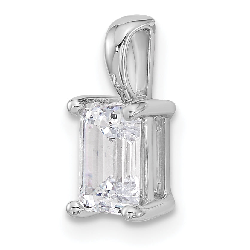 14k White Gold 1 Ct. Certified Lab Grown Diamond VS/SI+ G+ Emerald Four Prong Pendant