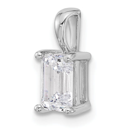 14k White Gold 1 Ct. Certified Lab Grown Diamond VS/SI+ G+ Emerald Four Prong Pendant