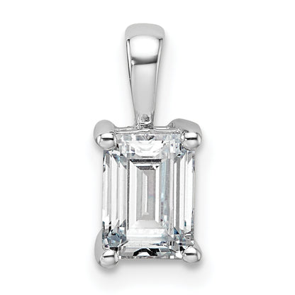 14k White Gold 1 Ct. Certified Lab Grown Diamond VS/SI+ G+ Emerald Four Prong Pendant