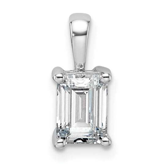14k White Gold 1 Ct. Certified Lab Grown Diamond VS/SI+ G+ Emerald Four Prong Pendant