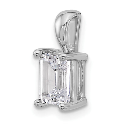 14K White Gold 1 1/2 Carat Lab Grown Diamond Vs+ F+ Emerald Complete Four Prong Pendant