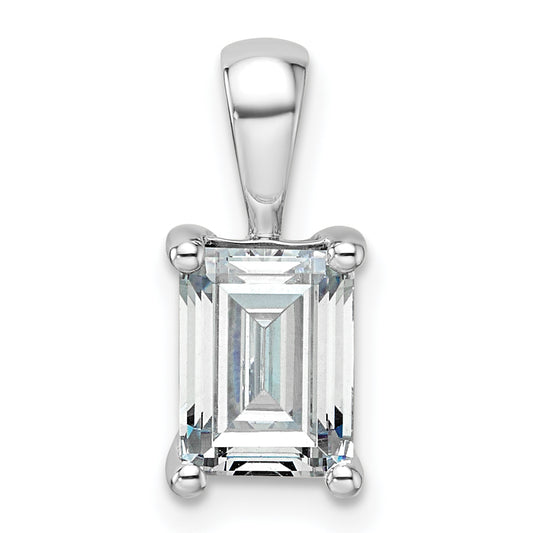 14k White Gold 1 1/2 Ct. Lab Grown Diamond VS/SI+ G+ Emerald Four Prong Pendant