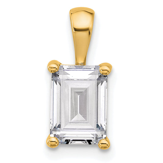 14K Yellow Gold 2 Carat Certified Lab Grown Diamond Vs+ F+ Emerald Complete Four Prong Pendant
