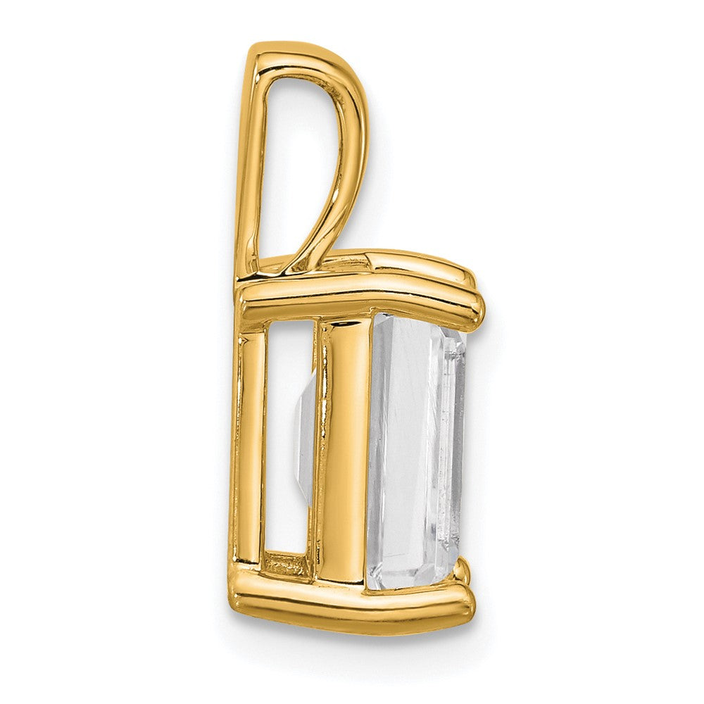 14K Yellow Gold 3 Carat Certified Lab Grown Diamond Vs+ F+ Emerald Complete Four Prong Pendant