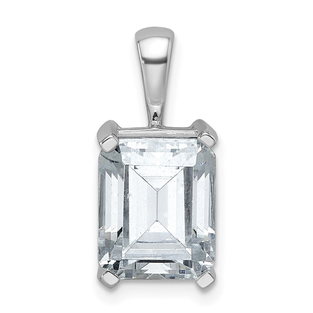 14k White Gold 4 Ct. Certified Lab Grown Diamond VS/SI+ G+ Emerald Complete Four Prong Pendant