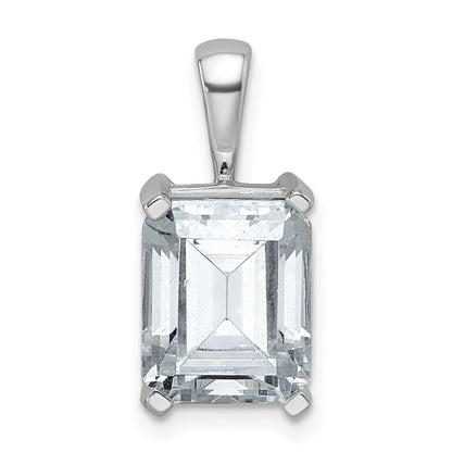14k White Gold 4 Ct. Certified Lab Grown Diamond VS/SI+ G+ Emerald Complete Four Prong Pendant