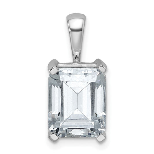 14k White Gold 4 Ct. Certified Lab Grown Diamond VS/SI+ G+ Emerald Complete Four Prong Pendant