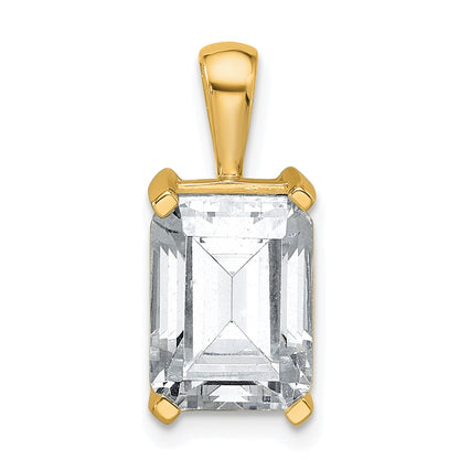 14k Yellow Gold 4 Ct. Certified Lab Grown Diamond VS/SI+ G+ Emerald Complete Four Prong Pendant