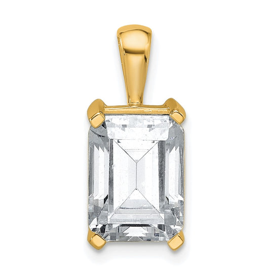 14k Yellow Gold 4 Ct. Certified Lab Grown Diamond VS/SI+ G+ Emerald Complete Four Prong Pendant