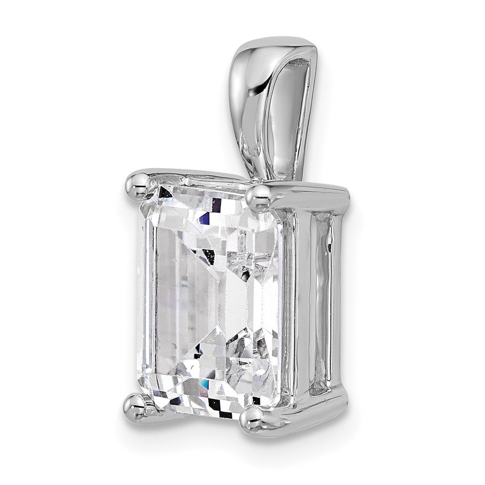 14k White Gold 5 Ct. Certified Lab Grown Diamond VS/SI+ G+ Emerald Complete Four Prong Pendant