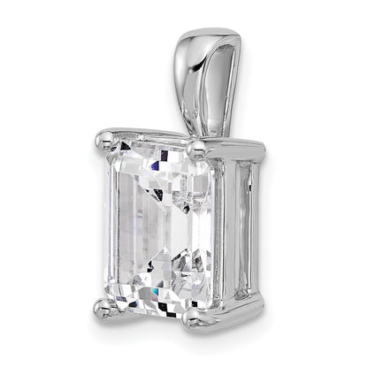 14k White Gold 5 Ct. Certified Lab Grown Diamond VS/SI+ G+ Emerald Complete Four Prong Pendant