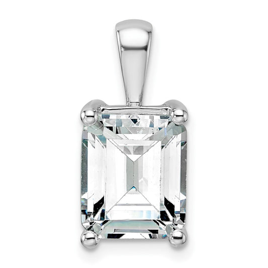 14k White Gold 5 Ct. Certified Lab Grown Diamond VS/SI+ G+ Emerald Complete Four Prong Pendant