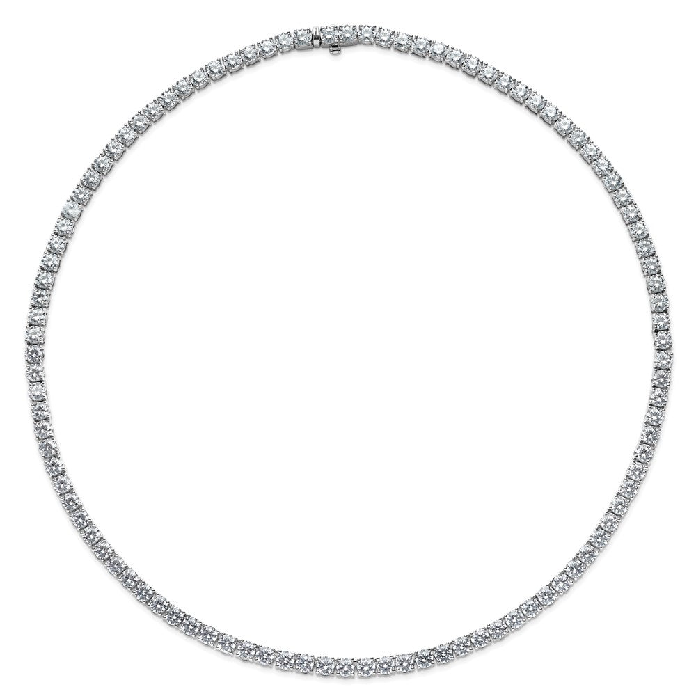 14K White Gold 41 3/4 Carat Lab Grown Diamond Vs+ F+ Complete Round 22 Inch Straight Tennis Necklace