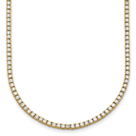 14K Yellow Gold 5 1/2 Carat Lab Grown Diamond Vs+ F+ Complete Round 22 Inch Straight Tennis Necklace