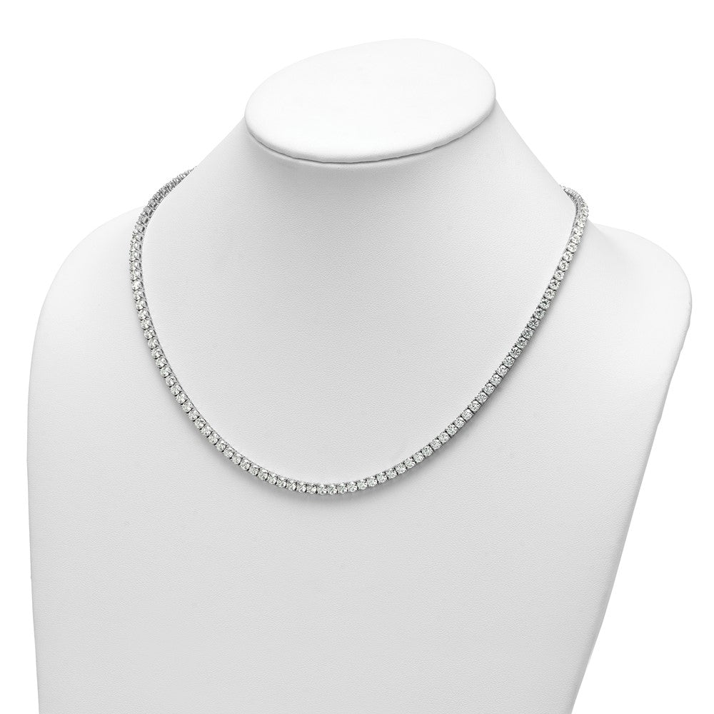 14K White Gold 26 1/5 Carat Lab Grown Diamond Vs+ F+ Complete Round 20 Inch Straight Tennis Necklace