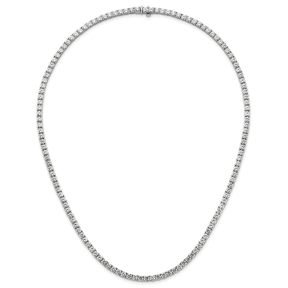 14K White Gold 26 1/5 Carat Lab Grown Diamond Vs+ F+ Complete Round 20 Inch Straight Tennis Necklace