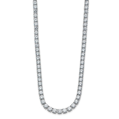 14K White Gold 41 3/4 Carat Lab Grown Diamond Vs+ F+ Complete Round 22 Inch Straight Tennis Necklace
