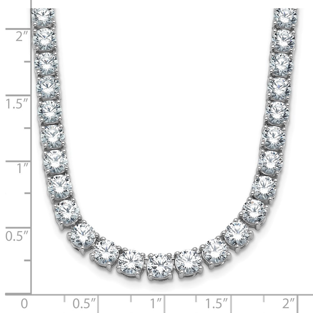 14K White Gold 41 3/4 Carat Lab Grown Diamond Vs+ F+ Complete Round 22 Inch Straight Tennis Necklace