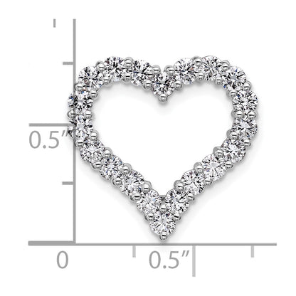 14k White Gold 1 1/2 Ct. Lab Grown Diamond VS/SI+ G+ Heart Chain Slide Pendant