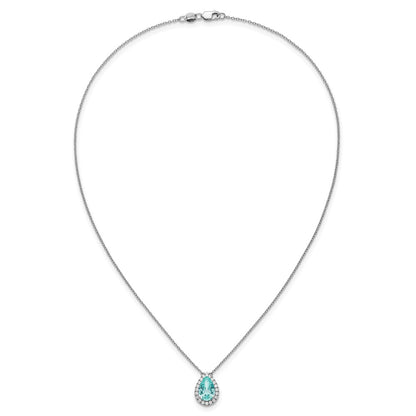 Pure Serenity 14k White Gold 1/4 Ct. Lab Grown Diamond VS/SI+ G+ and Lab Created Paraiba 18 inch Oval Halo Pendant Necklace