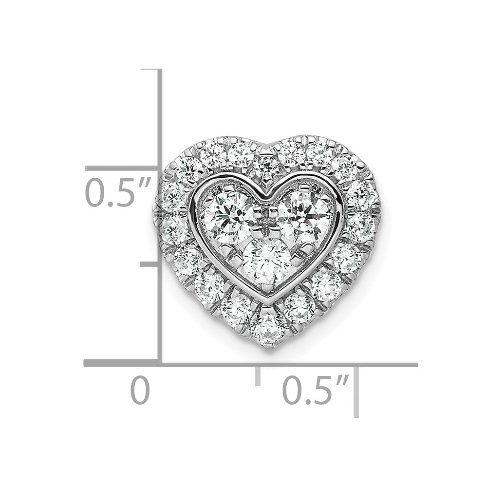 14k Yellow Gold White 7/8 Ct. Lab Grown Diamond VS/SI+ G+ Halo Heart Chain Slide Pendant