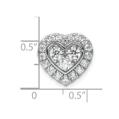14k Yellow Gold White 7/8 Ct. Lab Grown Diamond VS/SI+ G+ Halo Heart Chain Slide Pendant