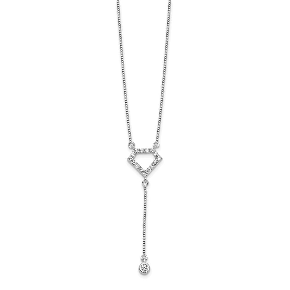 14k White Gold 1/4 Ct. Lab Grown Diamond VS/SI+ G+ 18 inch Fancy Geometric Diamond Shape Dangle Necklace