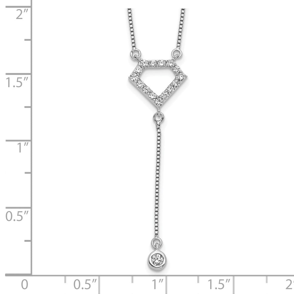 14k White Gold 1/4 Ct. Lab Grown Diamond VS/SI+ G+ 18 inch Fancy Geometric Diamond Shape Dangle Necklace