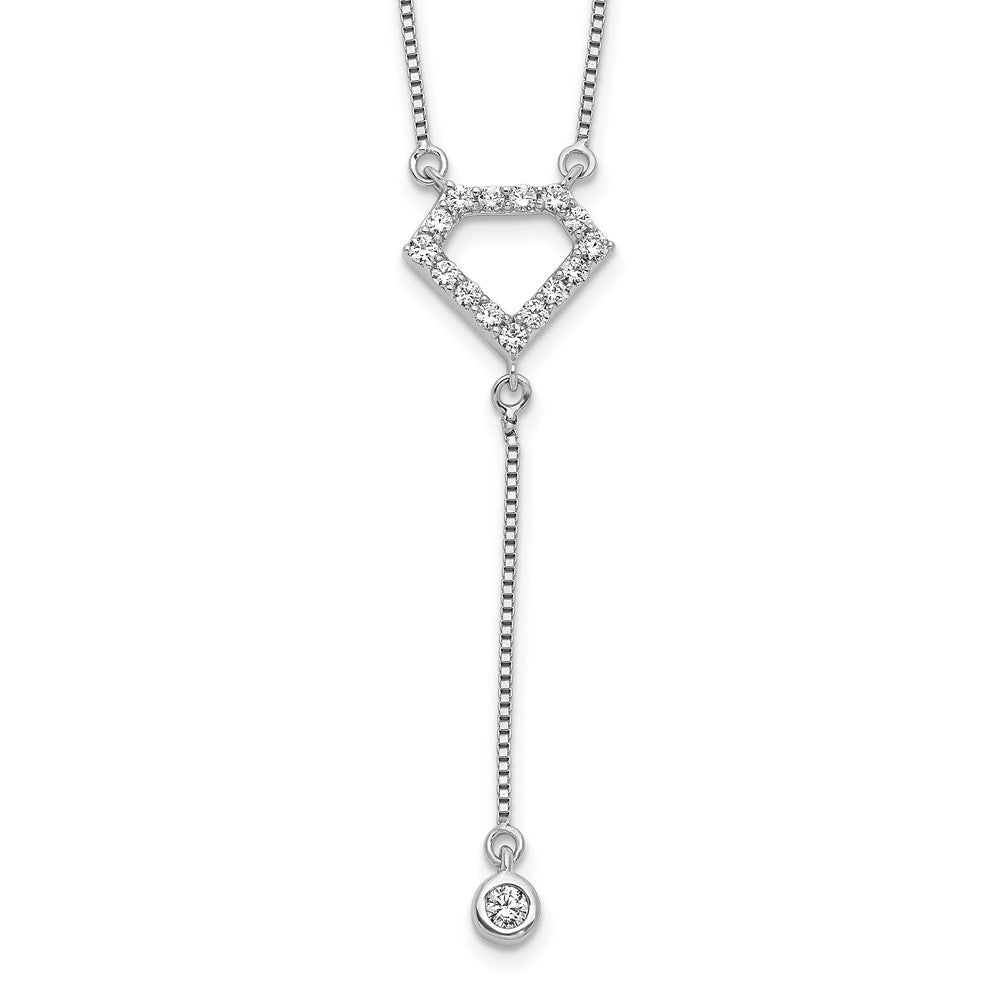 14k White Gold 1/4 Ct. Lab Grown Diamond VS/SI+ G+ 18 inch Fancy Geometric Diamond Shape Dangle Necklace