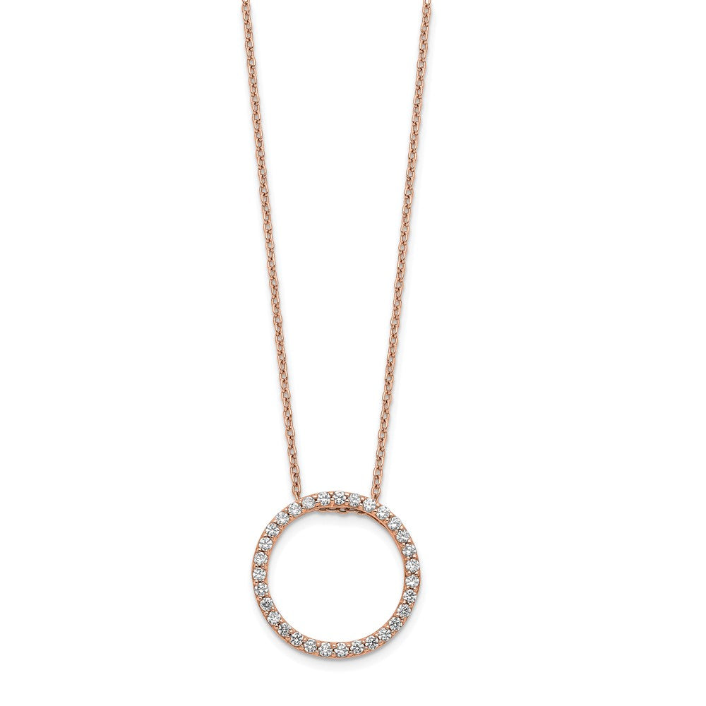 14k Rose Gold 1/2 Ct. Lab Grown Diamond VS/SI+ G+ 18 inch Round Pendant Necklace