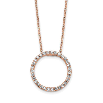 14k Rose Gold 1/2 Ct. Lab Grown Diamond VS/SI+ G+ 18 inch Round Pendant Necklace
