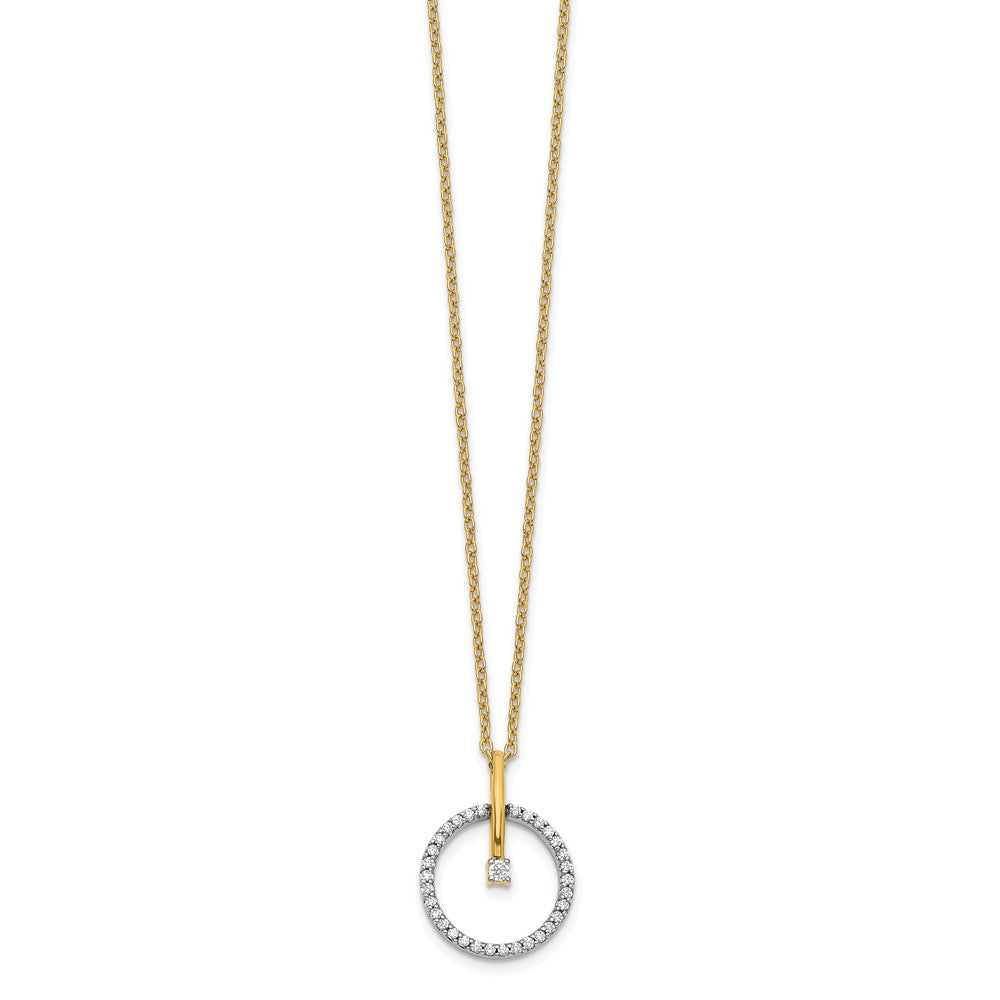 14k Two-Tone 1/5 Ct. Lab Grown Diamond VS/SI+ G+ 18 inch Circle Pendant Necklace