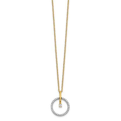 14k Two-Tone 1/5 Ct. Lab Grown Diamond VS/SI+ G+ 18 inch Circle Pendant Necklace