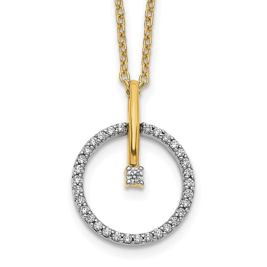 14k Two-Tone 1/5 Ct. Lab Grown Diamond VS/SI+ G+ 18 inch Circle Pendant Necklace