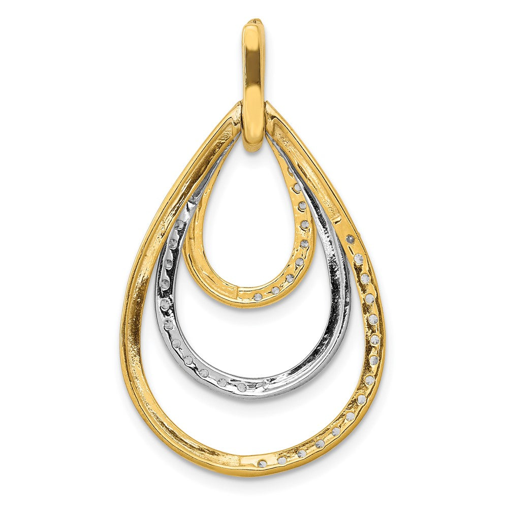 14K Two-Tone Lab Grown Diamond VS/SI FGH Teardrop Pendant