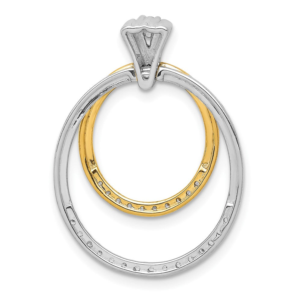 14k Two-tone Two Tone 1/4 Ct. Lab Grown Diamond VS/SI+ G+ Double Circle Dangle Pendant