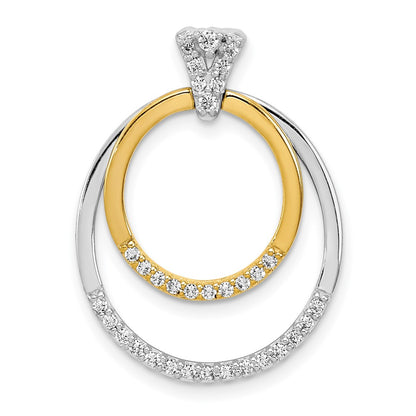 14k Two-tone Two Tone 1/4 Ct. Lab Grown Diamond VS/SI+ G+ Double Circle Dangle Pendant