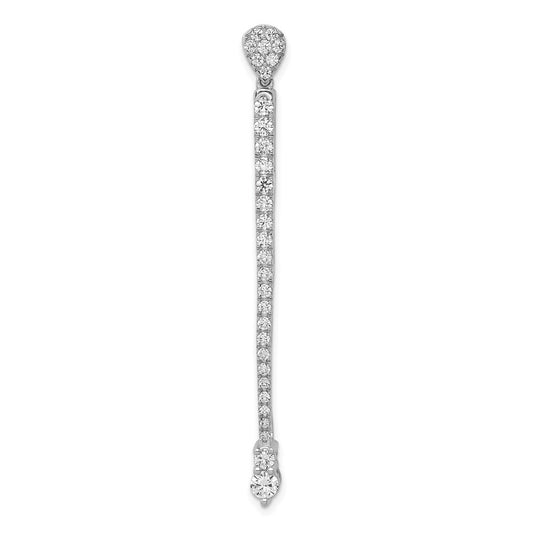 14k White Gold 1 Ct. Lab Grown Diamond VS/SI+ G+ Fancy Bar Chain Slide Pendant
