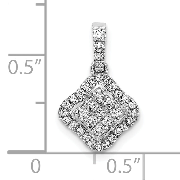 10K White Gold 1/4Ct. Diamond Cluster Pendant