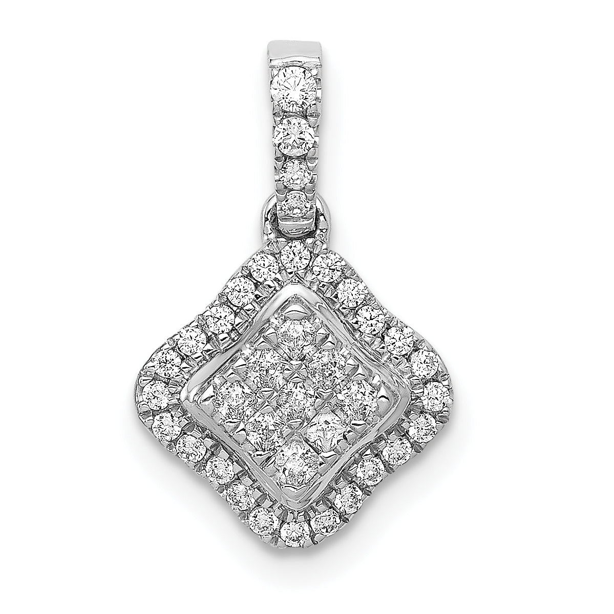 10K White Gold 1/4Ct. Diamond Cluster Pendant