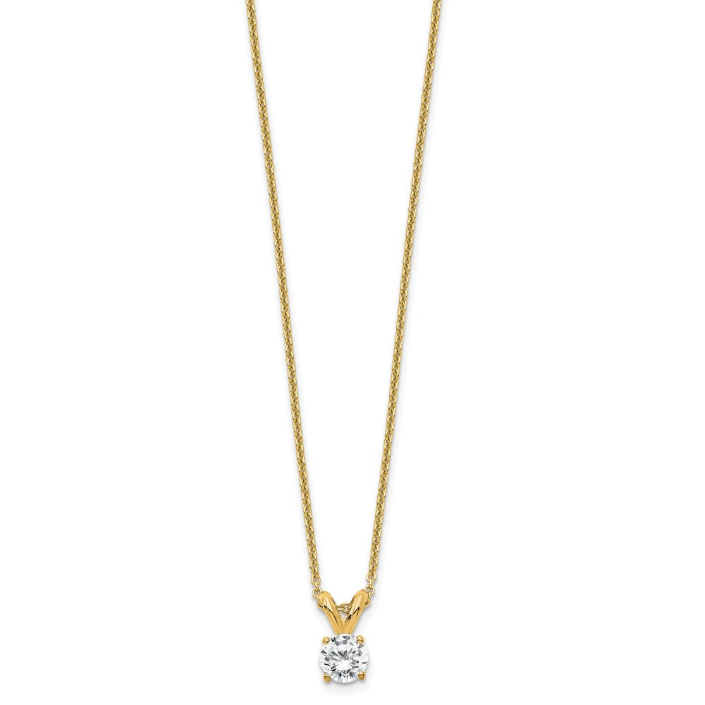 14K Yellow Gold 1/4 Carat Certified Lab Grown Diamond Vs+ F+ Round Complete Four Prong 18 Inch Solitaire Pendant Necklace
