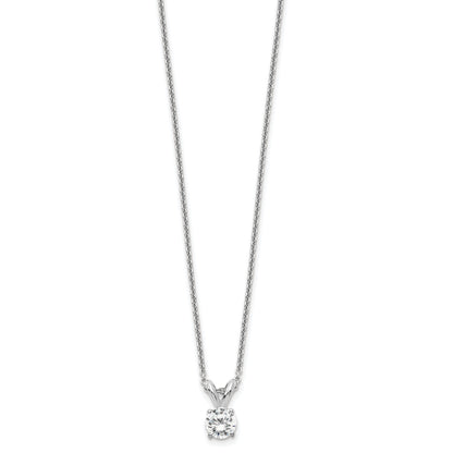 14K White Gold 1/4 Carat Lab Grown Diamond Vs+ F+ Round Complete Four Prong 18 Inch Solitaire Pendant Necklace