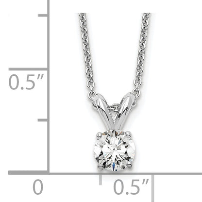 14K White Gold 1/4 Carat Lab Grown Diamond Vs+ F+ Round Complete Four Prong 18 Inch Solitaire Pendant Necklace