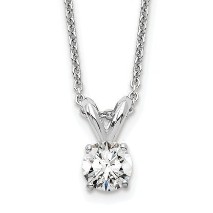 14K White Gold 1/4 Carat Lab Grown Diamond Vs+ F+ Round Complete Four Prong 18 Inch Solitaire Pendant Necklace