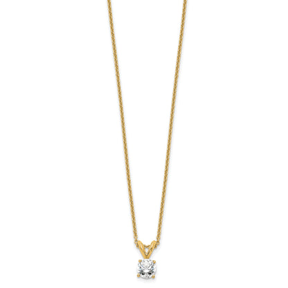 14K Yellow Gold 1/3 Carat Certified Lab Grown Diamond Vs+ F+ Round Complete Four Prong 18 Inch Solitaire Pendant Necklace