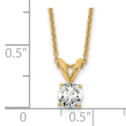14K Yellow Gold 1/3 Carat Certified Lab Grown Diamond Vs+ F+ Round Complete Four Prong 18 Inch Solitaire Pendant Necklace