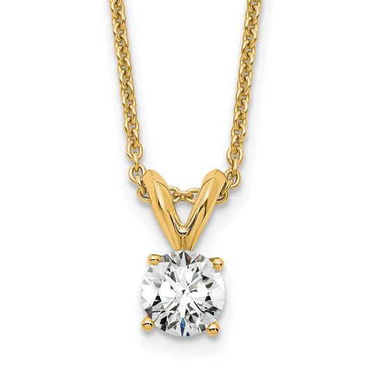 14K Yellow Gold 1/3 Carat Lab Grown Diamond Vs+ F+ Round Complete Four Prong 18 Inch Solitaire Pendant Necklace